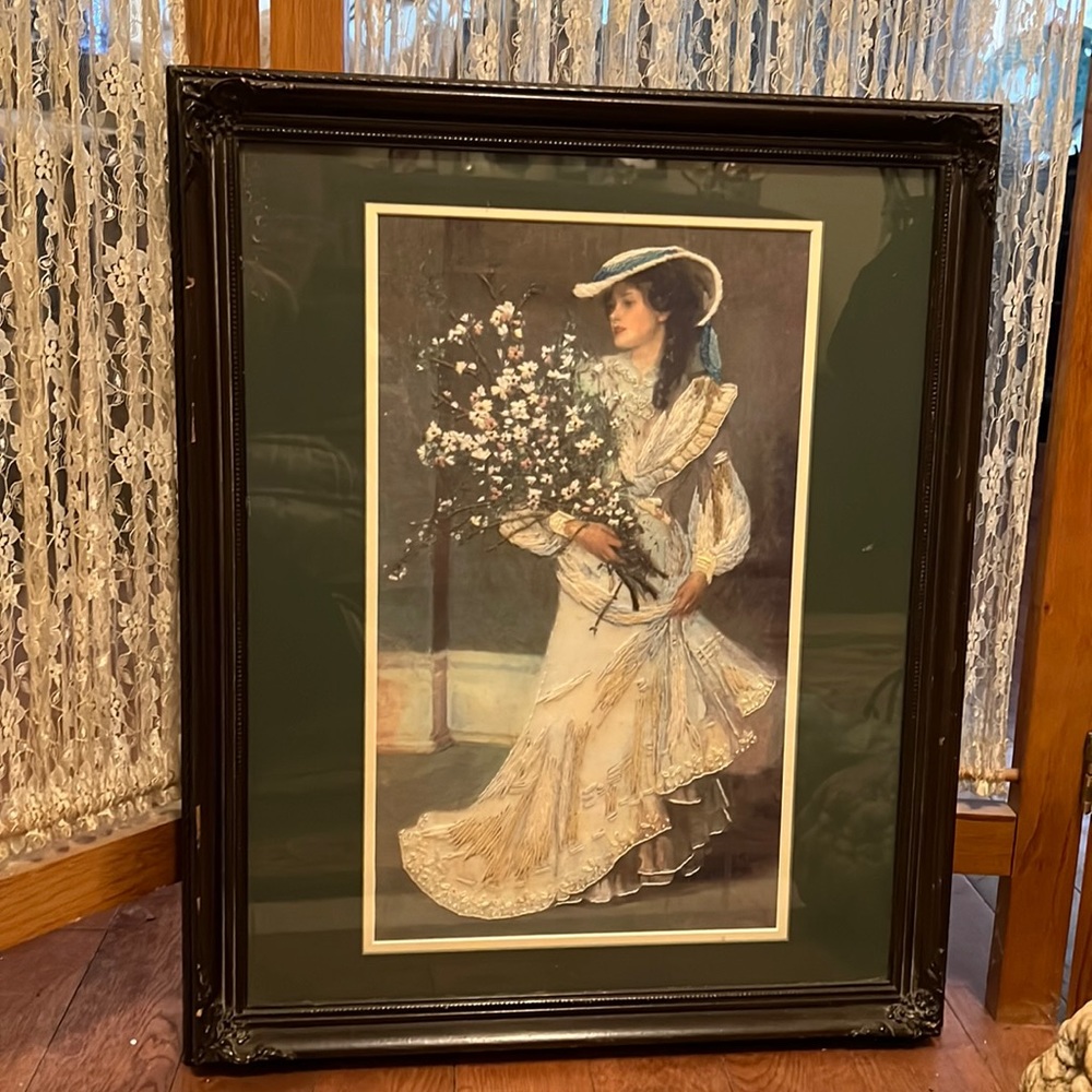 🌺SOLD🌺 Vintage Lovely Lady, Turn of the Century Needlework - Picture 2 of 5